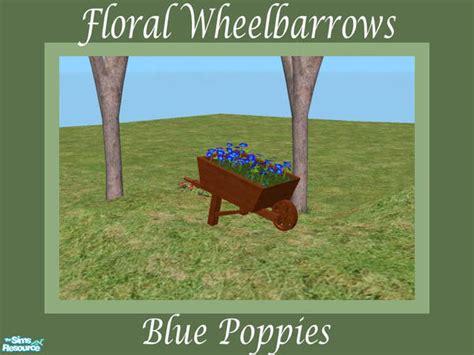 The Sims Resource Floral Wheelbarrows Blue Poppies