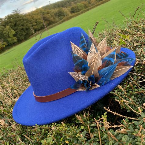 Royal Blue Fedora Hat Etsy Uk Luxury Hats Retro Hats Hats For Women