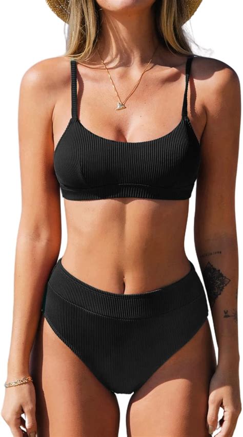 Amazon CUPSHE Bikini Set For Women Two Piece Swimsuits High Waisted Adjustable Spaghetti