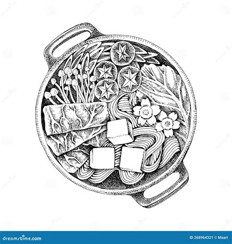 Sukiyaki Japanese Famous Beef Hot Pot Stock Vector Illustration Of Gastronomy Japanese