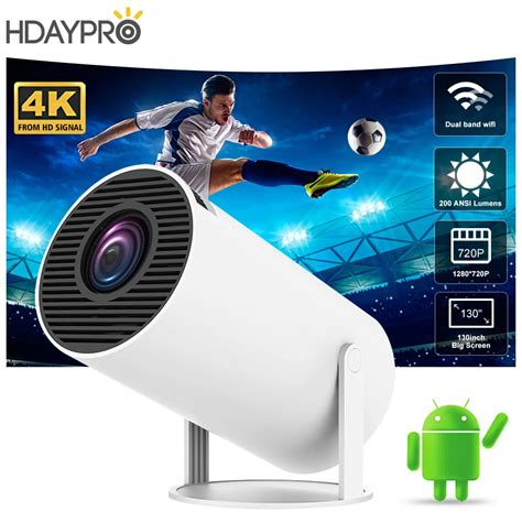 HDAYPRO Mini Projetor Port Til Smart Home Cinema Projetor 4K Android 11