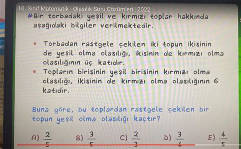 Tr 3 Tö 10 Sınıf Matematik Olasılık Soru Lise Matematik