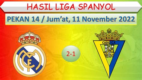 Hasil Liga Spanyol Tadi Malam Pekan Real Madrid Vs Cadiz Jum