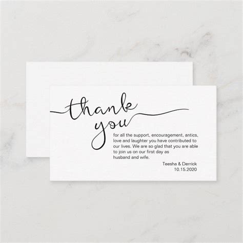 A White Thank Card With Black Ink That Says Thank You For The Support