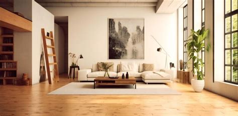 Premium Photo | A white living room with wooden flooring