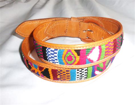 Handmade Guatemalan Hippie Woven VINTAGE Leather Belt Mayan