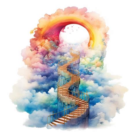 Premium Ai Image There Is A Painting Of A Spiral Staircase Going Up