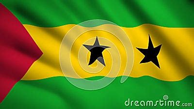 Sao Tome And Principe Flag Motion Video Waving In Wind Flag Closeup