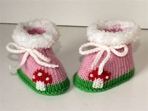 Strickanleitung Babyschuhe Booties Fliegenpilz Sohlenlänge ca 9 cm