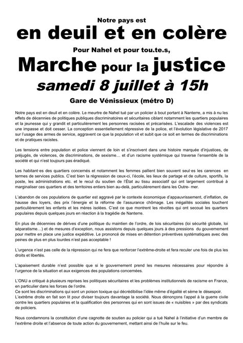 Justice Pour Nahel Marche Pour La Justice Samedi Juillet