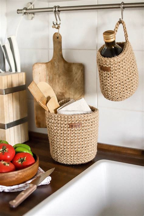 Wall Hanging Storage Baskets Set Of Two Baskets Crochet Baskets For