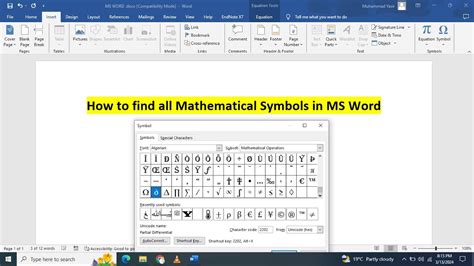 How to find mathematics symbols in microsoft word - YouTube