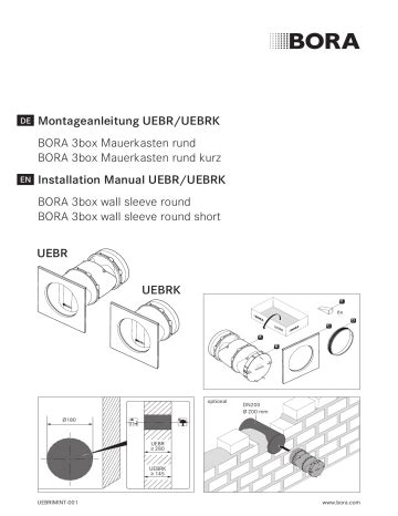 BORA UEBRK 1 0xx 3box Wall Sleeve Round Short Assembly Instructions