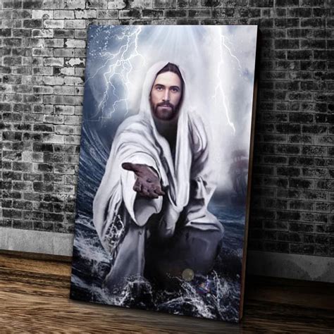 Jesus Reaching Hand Canvas Come Follow Me Jesus Christ Canvas Christian Wall Art Christian