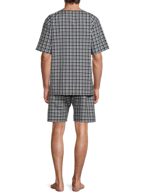 Hanes Mens And Big Mens Short Sleeve Top And Shorts Woven Pajama Set