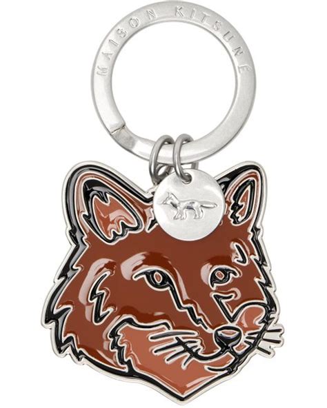 Maison Kitsun Silver Bold Fox Head Keychain Lyst