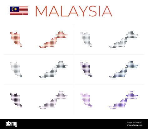 Malaysia Dotted Map Set Map Of Malaysia In Dotted Style Borders Of