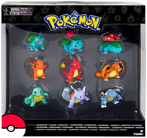 Pokemon Evolution Bulbasaur, Charmander Squirtle Figure 9-Pack Tomy - ToyWiz