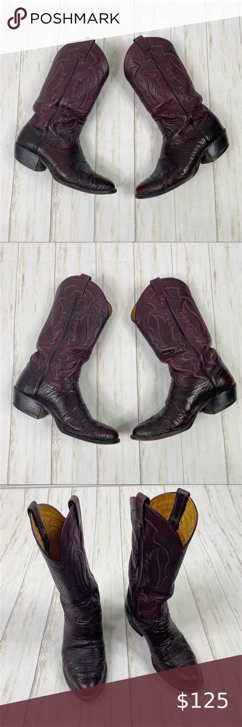 Vintage Tony Lama Red Western Cowboy Boots Mens Brown Cowboy Boots