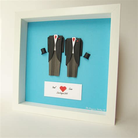 Mr Mr First Wedding Anniversary Gay Couple Custom Made Frame The Origami Boutique