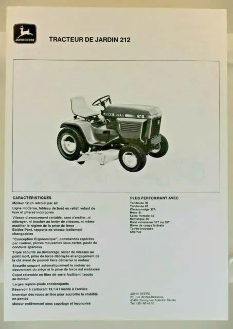 LEAFLET BROCHURE TRACTOR Mower John Deere Lawn And Garden Tractor