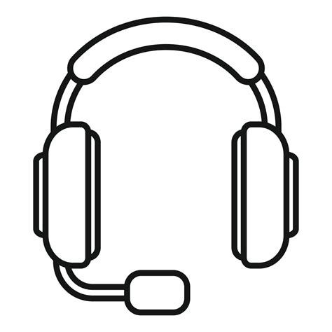 Headset Icon Outline Vector Headphone Microphone Vector Art