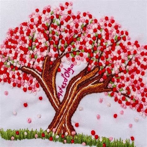 Artesd Olga C Mo Bordar Un Rbol De Cerezo Tree Embroidery