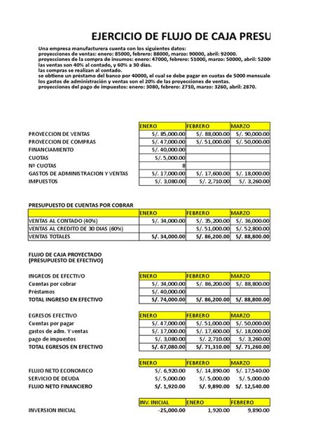 Flujo De Caja Presupuestado Presupuesto Dinero Prueba Gratuita De 30 Días Scribd