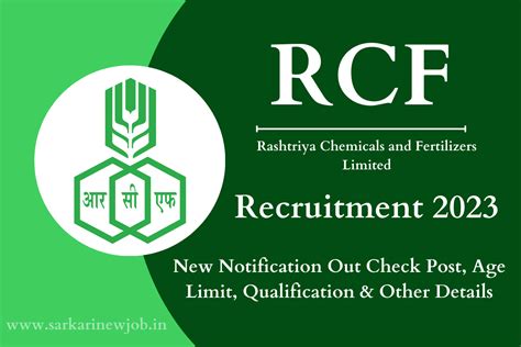 RCF Recruitment 2023 New Notification Out Check Post Age Limit