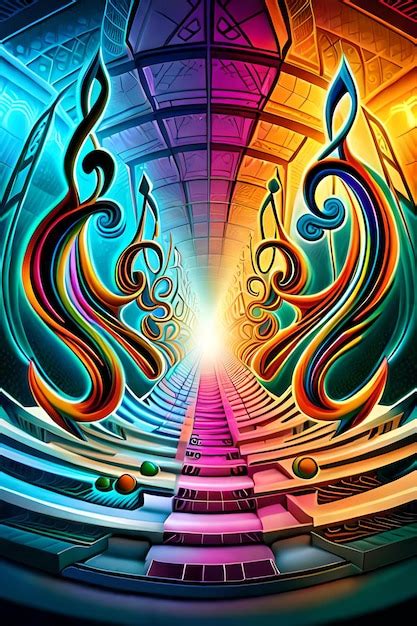 Una Pintura Colorida De Notas Musicales De Colores Del Arco Iris