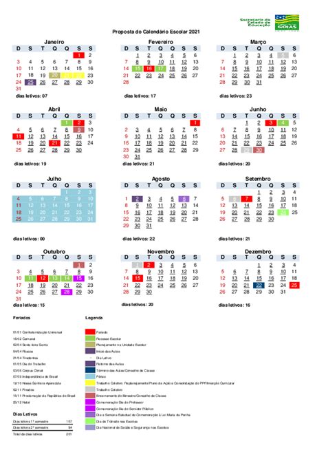 Pdf Calendário Escolar 2021