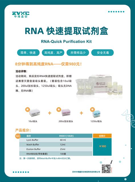 RNA快速提取试剂盒8分钟得到高纯度RNA 新闻中心 苏州中维鑫创生物医药科技有限公司