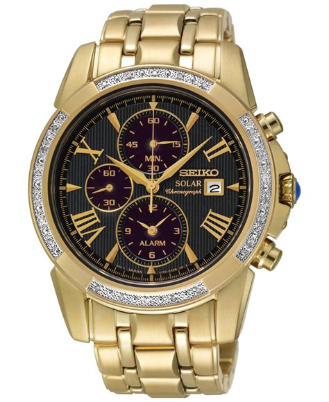 Lyst Seiko Mens Le Grand Sport Solar Chronograph Diamond 110 Ct Tw Gold Tone Stainless