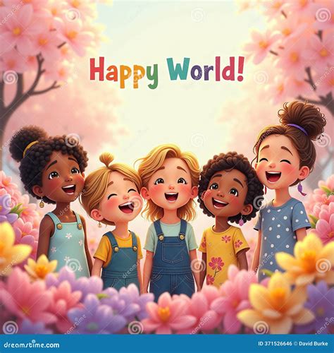 Motivation Cartoon Sign Text Happy World Enjoy Young Children