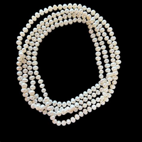 64 Long White Pearl Necklace. Extra Long Pearl Necklace. Vintage Pink ...