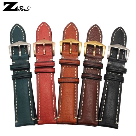 Italian Cowhide Watch Strap Genuine Leather Stitched Watchbands