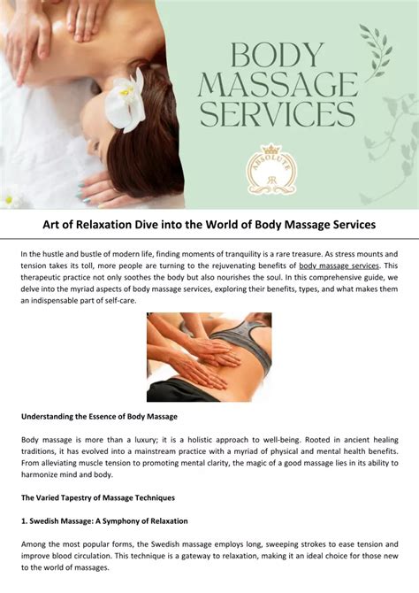 Ppt Art Of Relaxation Dive Into The World Of Body Massage Services