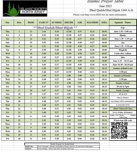 Islamic Society Of North America Prayer Times
