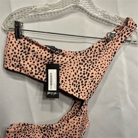 Nasty Gal Swim Nwt Nude Nasty Gal Dalmation Cut Out One Shoulder