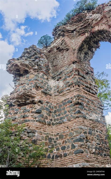 Ancient Stone And Brick Archway Into Ruins Of Castle In Istanbul