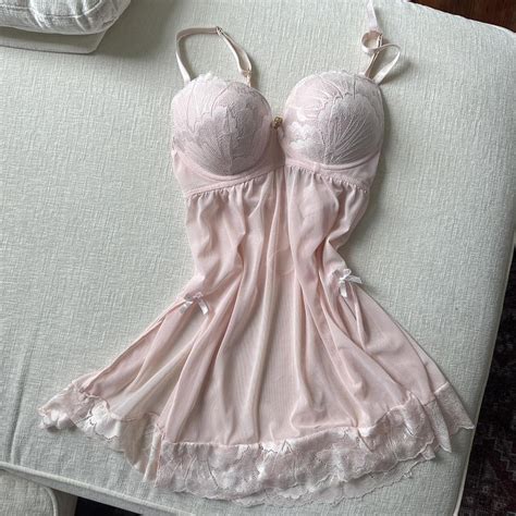 Baby Pink Sheer Lingerie Top Dress Push Up Depop