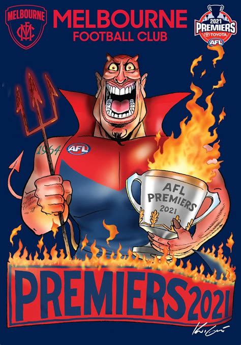 Melbourne Demons Afl 2021 Premiers Premiership Grand Final Bumper Sticker Caricature