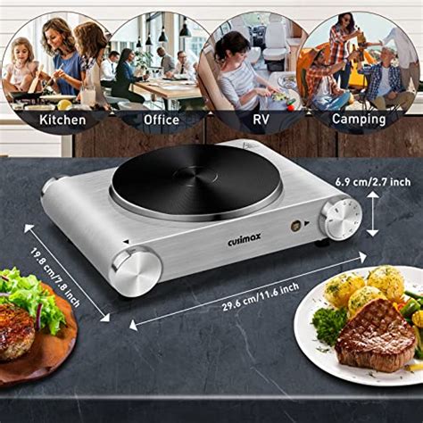 CUSIMAX Electric Hot Plate W Single Burner Cast Iron Hot Plates For Cooking Portable Stove