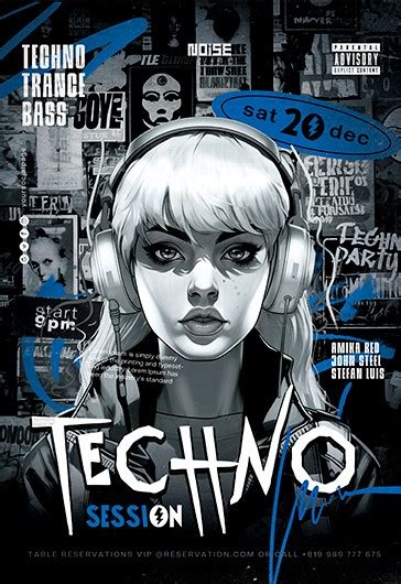 Black Grunge Techno Session Premium Flyer Template PSD | by Elegantflyer