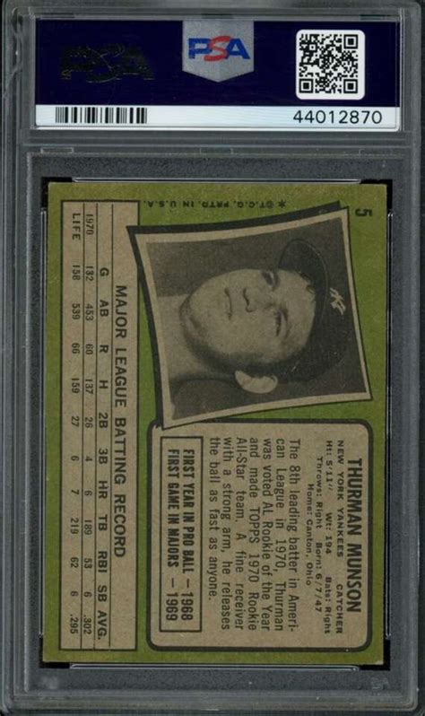 Topps Thurman Munson Psa Auth Yankees Ebay