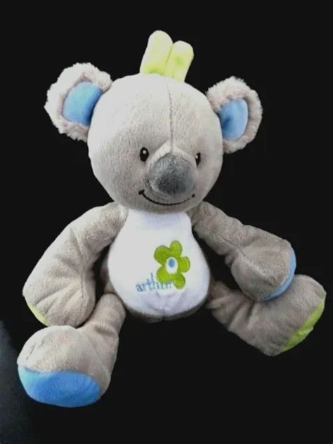 Doudou Peluche Arthur Et Lola Bebisol Koala Paresseux Gris Bleu Vert