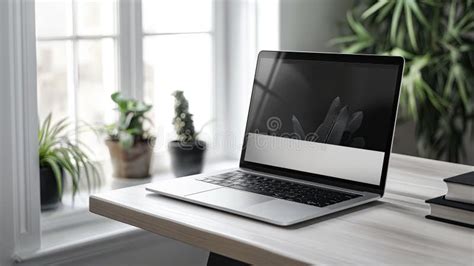 Laptop mockup on the table stock image. Image of screen - 303119899