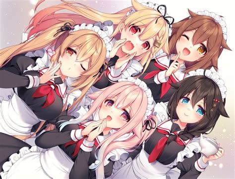 春雨 艦これ 村雨 艦これ 時雨 艦これ 時雨改二 白露 艦これ 夕立 艦これ 「白露型メイド1st 」 りんご水🍎🍼のイラスト