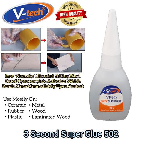 Vtech 3second Super Glue 502 For Various Material Glass Plastic Tiny