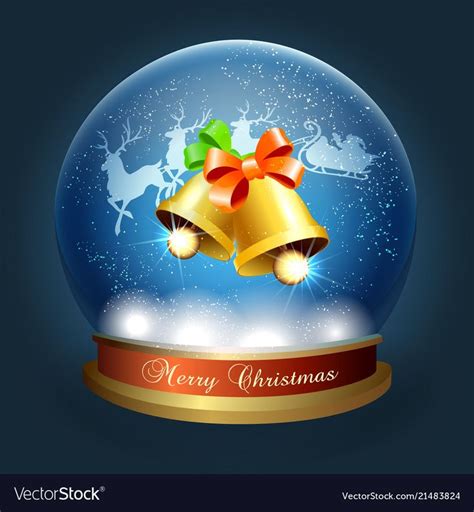 Merry Christmas Snow Globe Vector Image On Vectorstock Christmas Snow